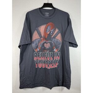 Deadpool "Believe In Yourself"Black T-shirt Size 2XL Marvel Tee